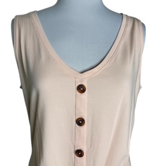 NWT WHBM Sleeveless V-Neck Button Front Tie Bottom Top Size L - Picture 2 of 8